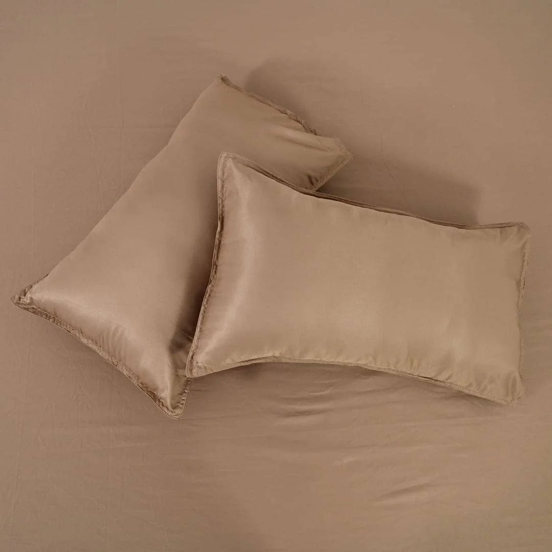 ZARF Italian Staple Weave Bedsheet With 2 Solid Pillowcases - Butterscotch