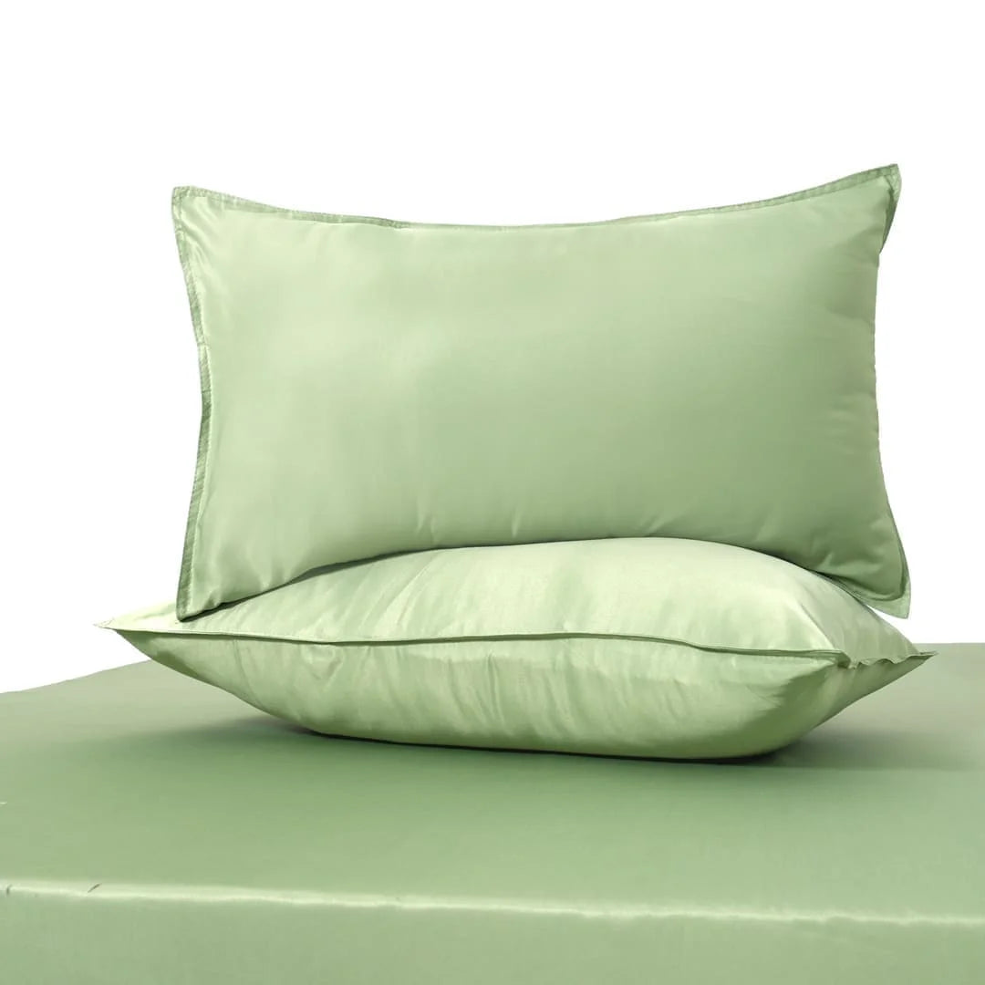 ZARF Italian Staple Weave Bedsheet With 2 Solid Pillowcases - Pine