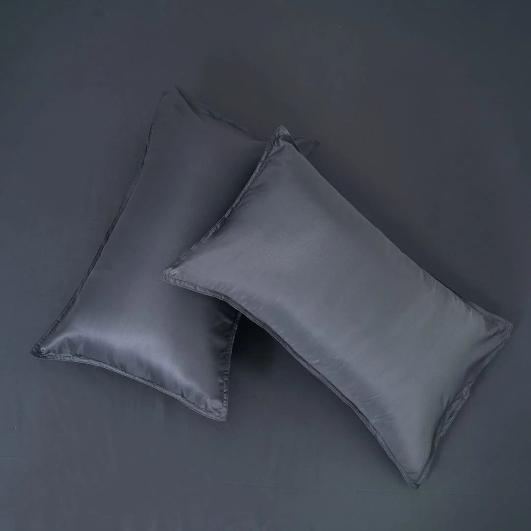 ZARF Italian Staple Weave Bedsheet With 2 Solid Pillowcases - Cinder