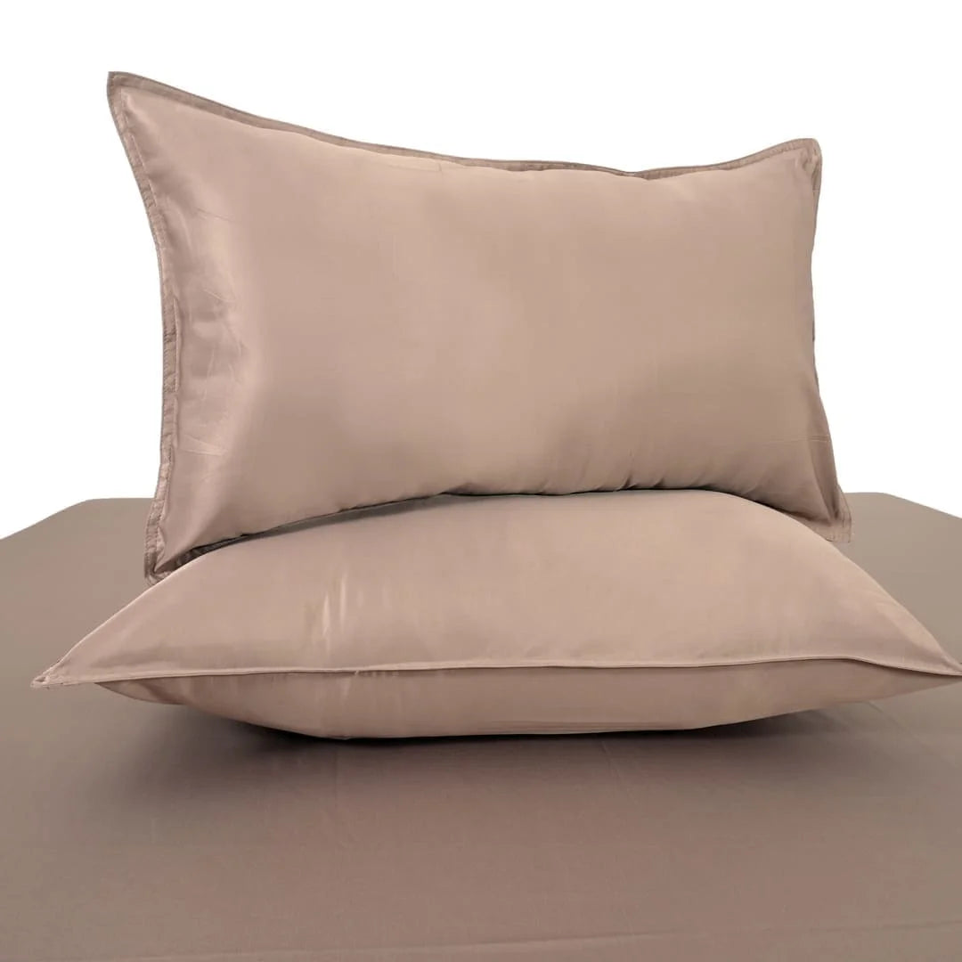 ZARF Italian Staple Weave Bedsheet With 2 Solid Pillowcases - Caramel