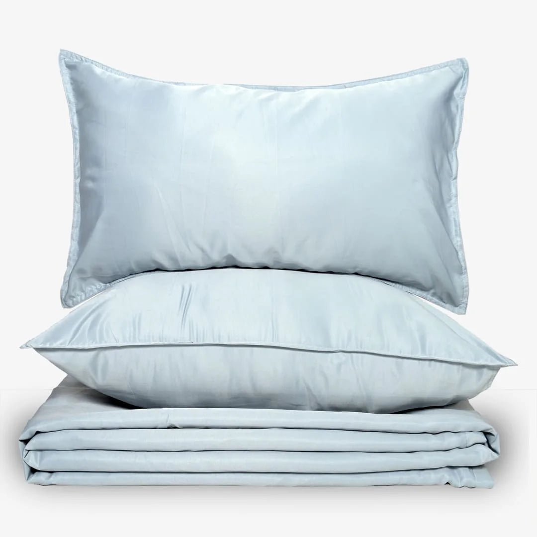 ZARF Italian Staple Weave Bedsheet With 2 Solid Pillowcases - Skyline