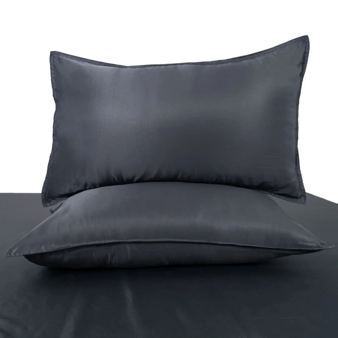 ZARF Italian Staple Weave Bedsheet With 2 Solid Pillowcases - Cinder