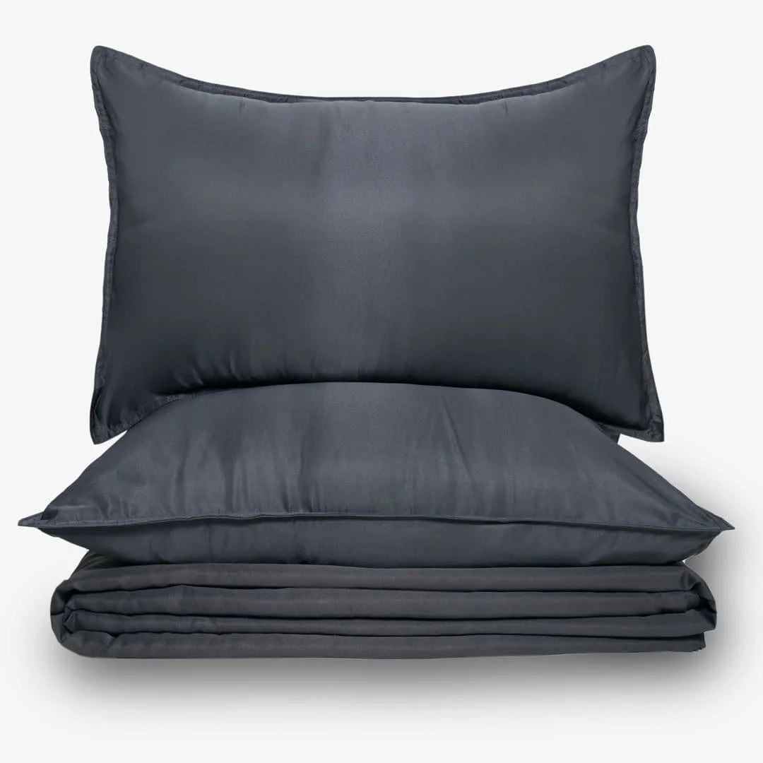 ZARF Italian Staple Weave Bedsheet With 2 Solid Pillowcases - Cinder