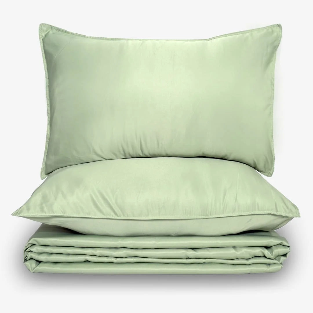 ZARF Italian Staple Weave Bedsheet With 2 Solid Pillowcases - Pine