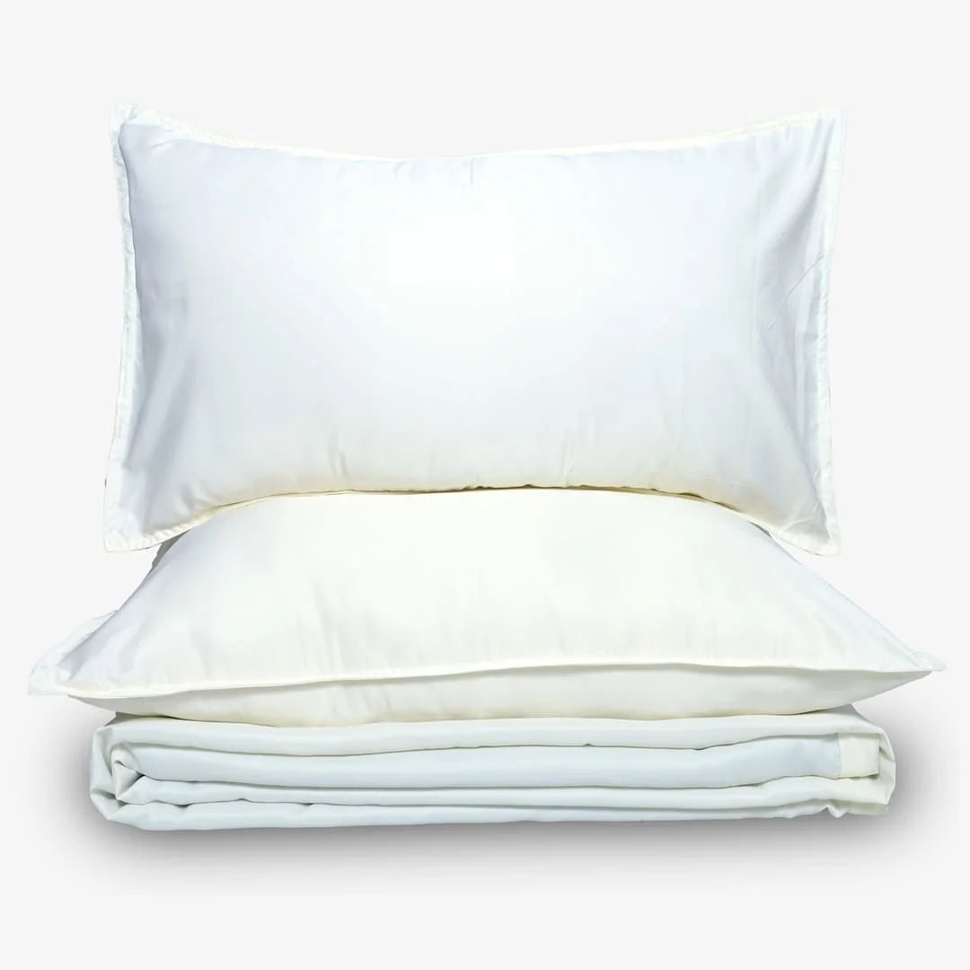 ZARF Italian Staple Weave Bedsheet With 2 Solid Pillowcases - Porcelain