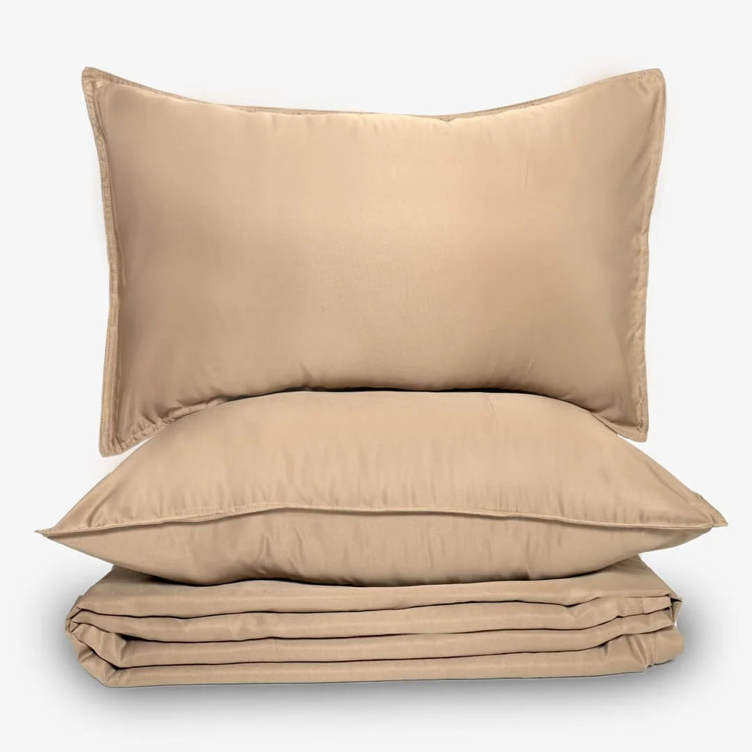 ZARF Italian Staple Weave Bedsheet With 2 Solid Pillowcases - Butterscotch