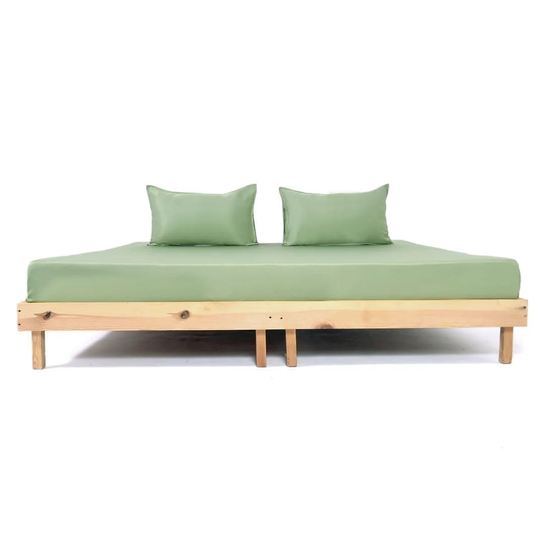 ZARF Italian Staple Weave Bedsheet With 2 Solid Pillowcases - Pine