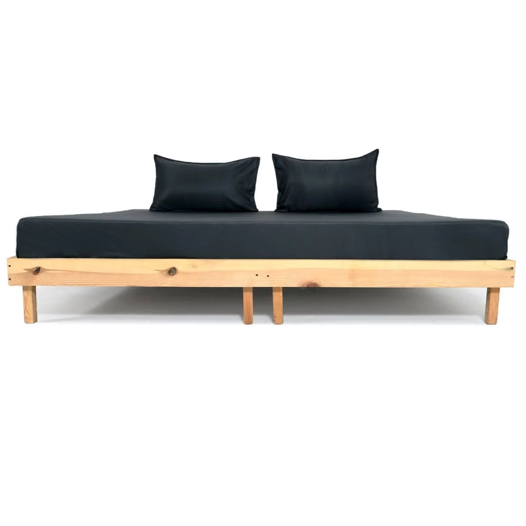 ZARF Italian Staple Weave Bedsheet With 2 Solid Pillowcases - Cinder