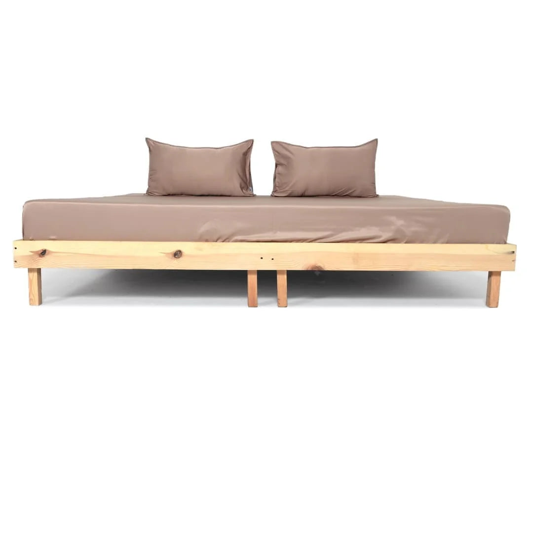 ZARF Italian Staple Weave Bedsheet With 2 Solid Pillowcases - Caramel