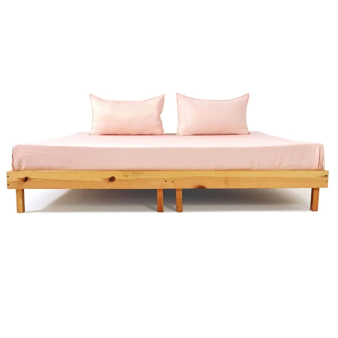 ZARF Italian Staple Weave Bedsheet With 2 Solid Pillowcases - Dahlia