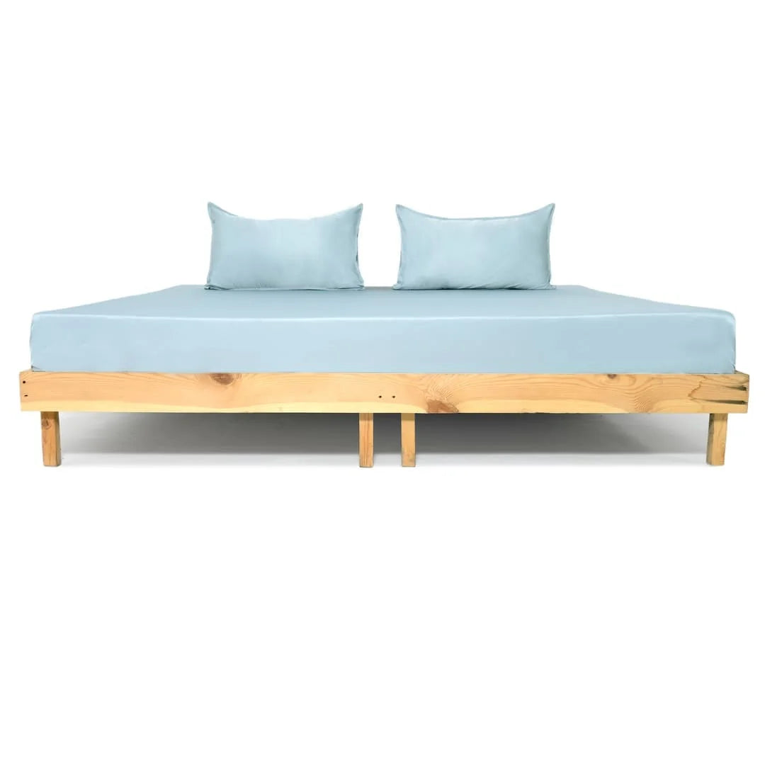 ZARF Italian Staple Weave Bedsheet With 2 Solid Pillowcases - Skyline